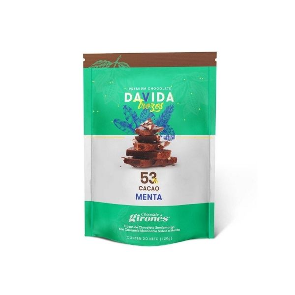 Chocolate Davida Trozos Menta Cacao 53% 120g