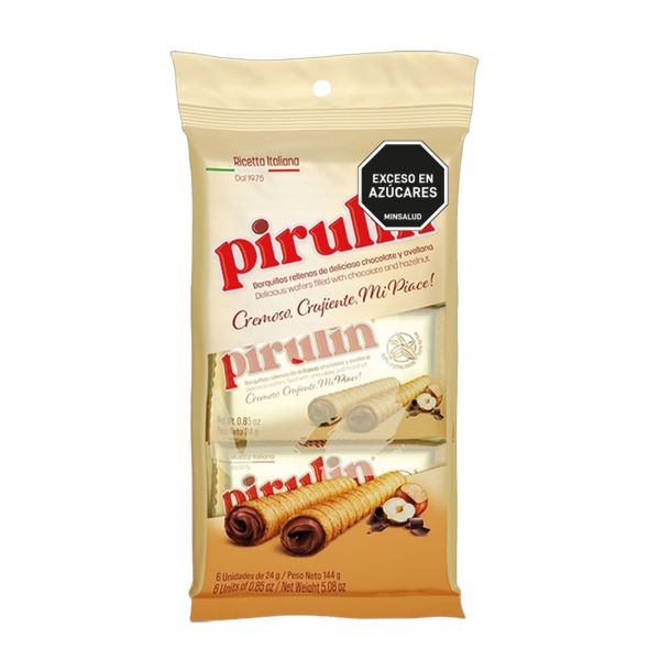 Galletas Barquillo Pirulin Choco Avellana X6